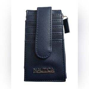 Nautica Navy Snap Tab Credit Card Change Slim Wallet, NWOT